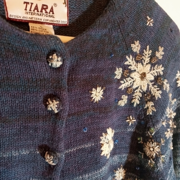 Tiara Ramie Blend Embellished Cardigan - Picture 2 of 7